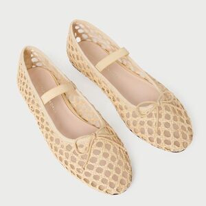Loeffler Randall Leione Natural Woven Ballet Flats with Bow